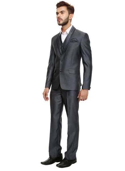 Polyester Viscose Party Wear Regular fit Single Breasted Designer Solid 3 Piece Suit Zed Club Suits